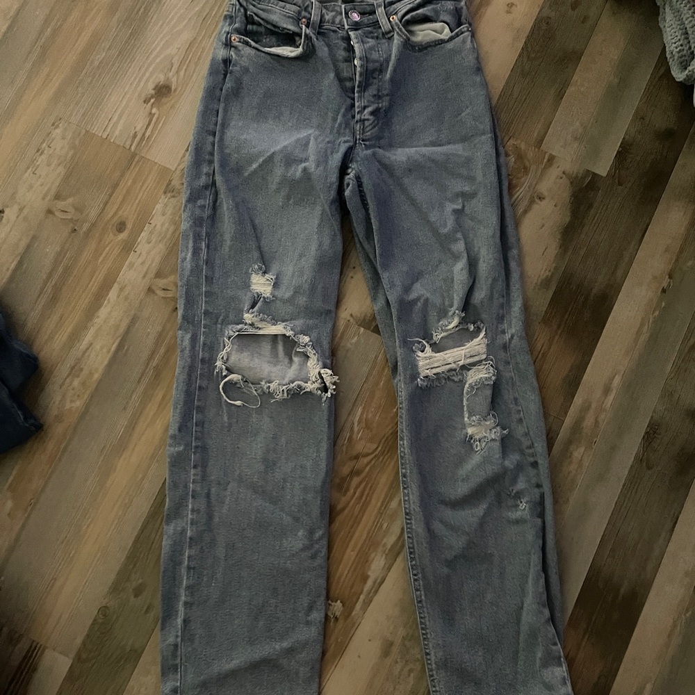 Wild Fable Gray High Rise Jeans with Distressed Details